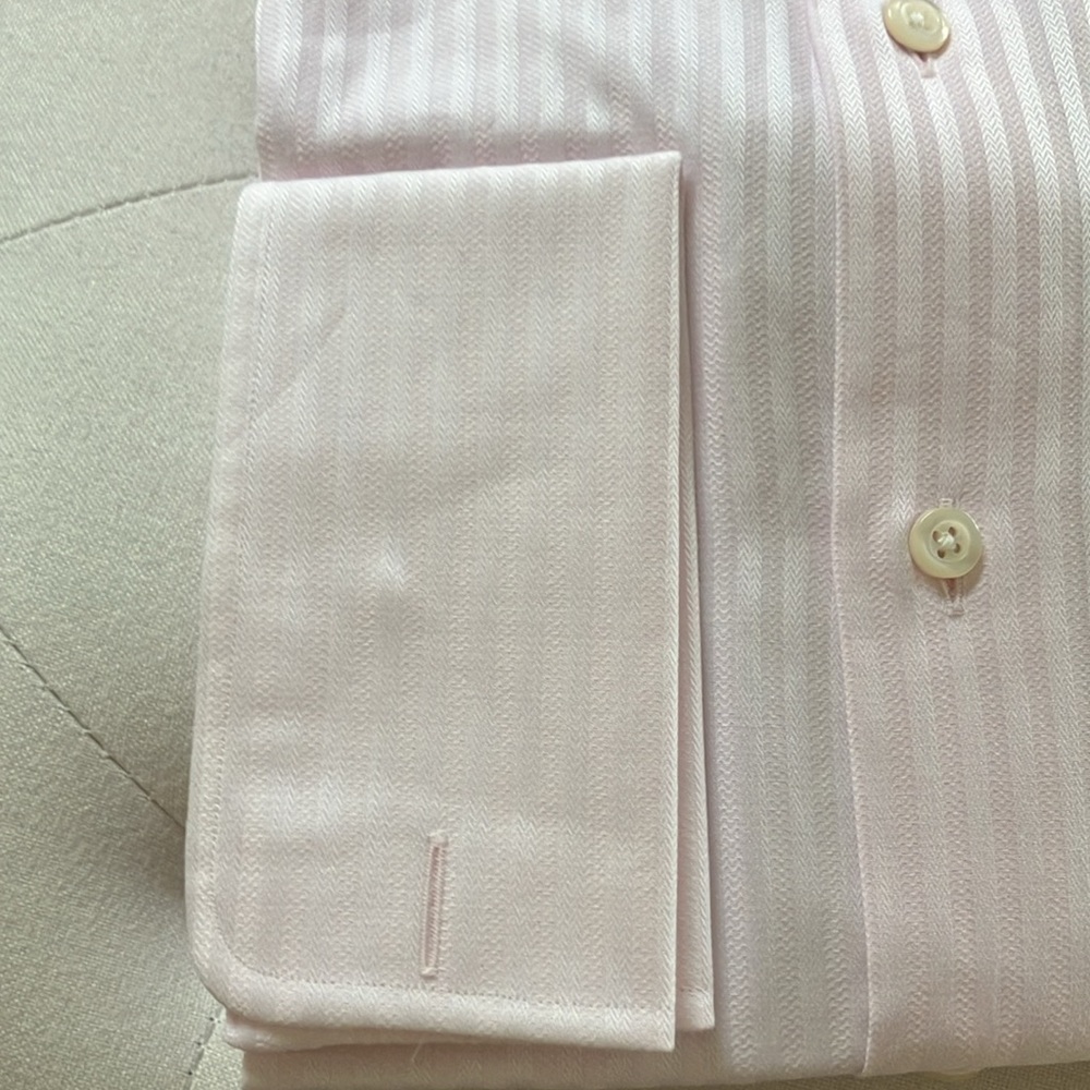 NWT Paul Fredrick Light Pink Dress Shirt with Textured Fabric - Picture 4 of 5